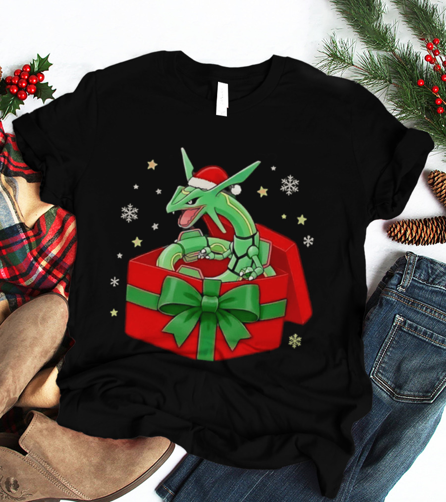 Rayquaza Christmas Box Pokémon Holiday Celebration T-Shirt
