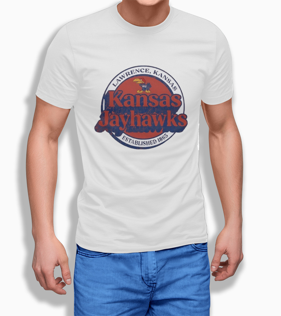 Lawrence Kansas Jayhawks KU Established 1865 Distressed T-Shirt