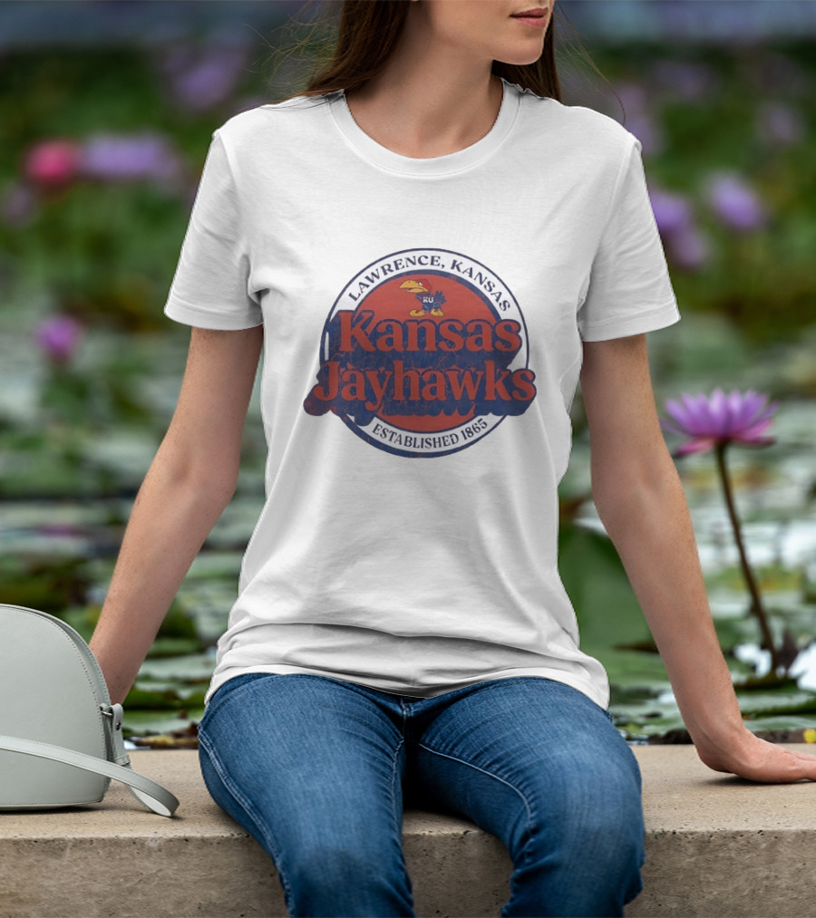 Lawrence Kansas Jayhawks KU Established 1865 Distressed T-Shirt