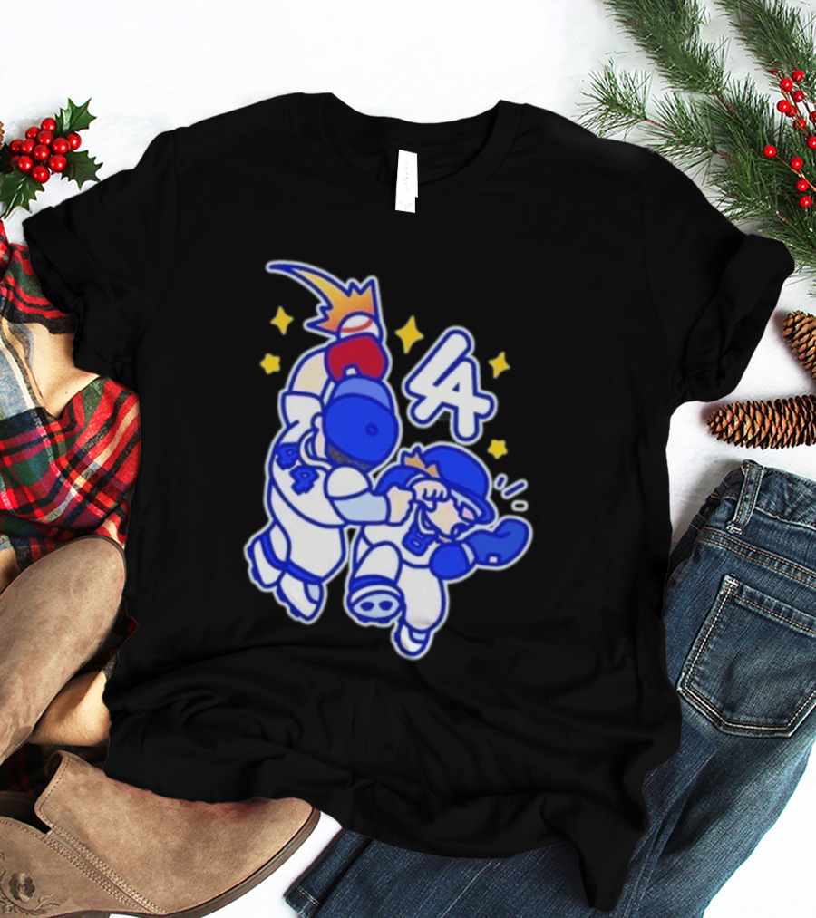 Shohei Ohtani Mookie Betts Cartoon LA Dodgers Baseball Clash T-Shirt
