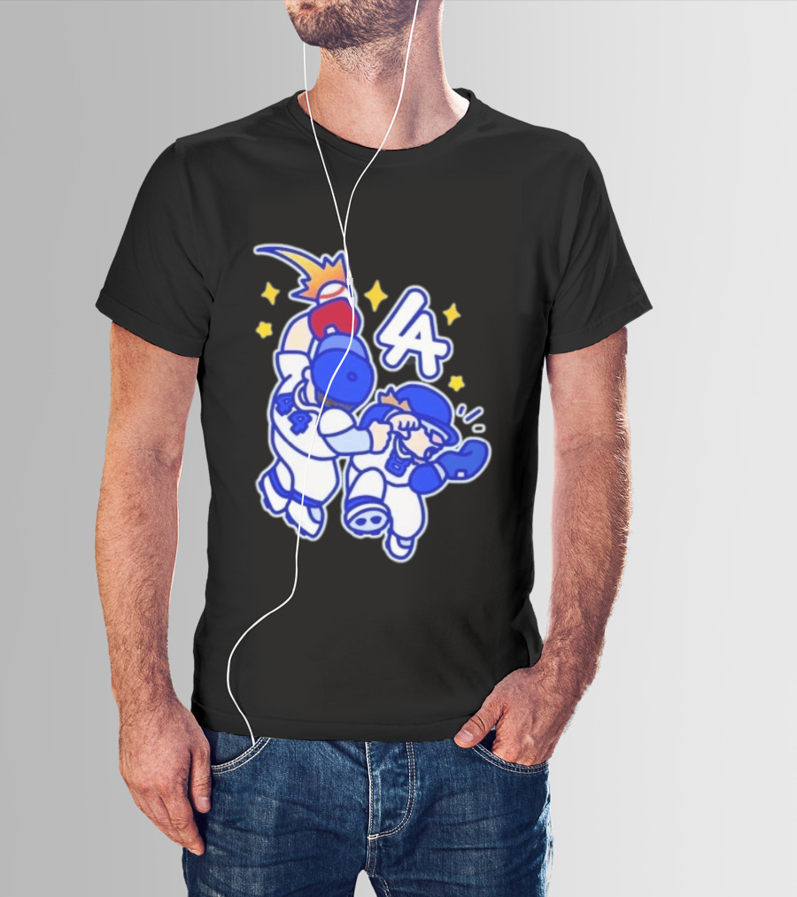 Shohei Ohtani Mookie Betts Cartoon LA Dodgers Baseball Clash T-Shirt