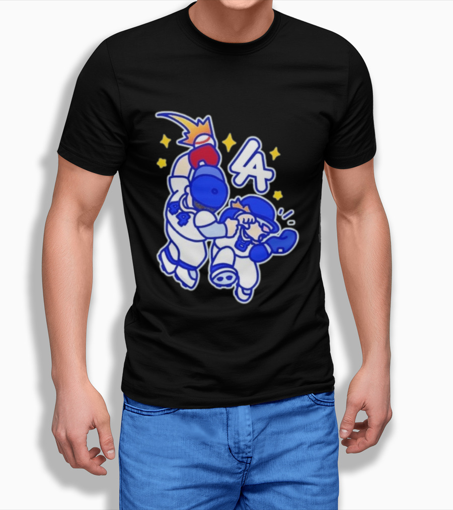Shohei Ohtani Mookie Betts Cartoon LA Dodgers Baseball Clash T-Shirt