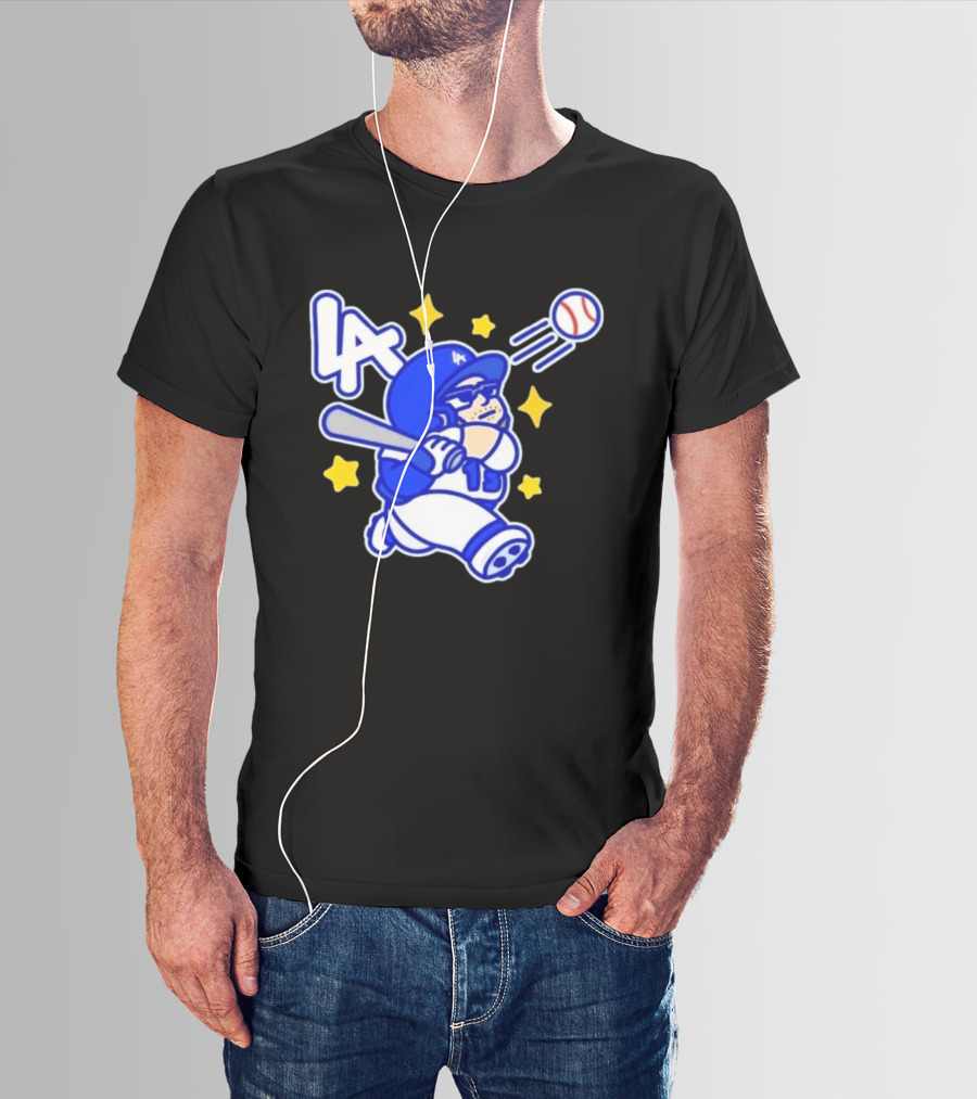 LA Dodgers No 15 Cartoon Player Baseball T-Shirt