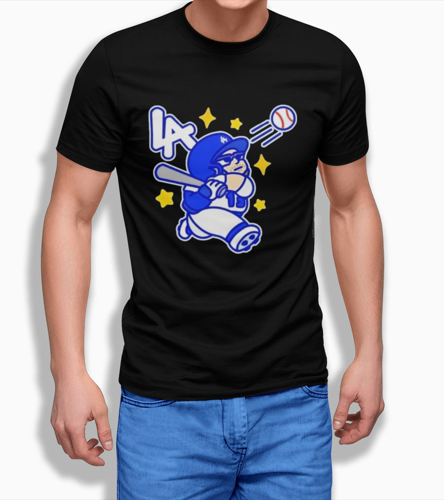 LA Dodgers No 15 Cartoon Player Baseball T-Shirt