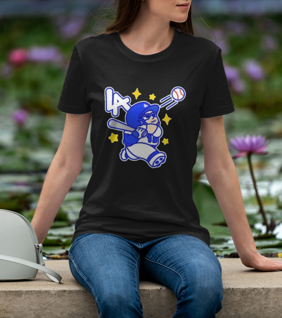 LA Dodgers No 15 Cartoon Player Baseball T-Shirt
