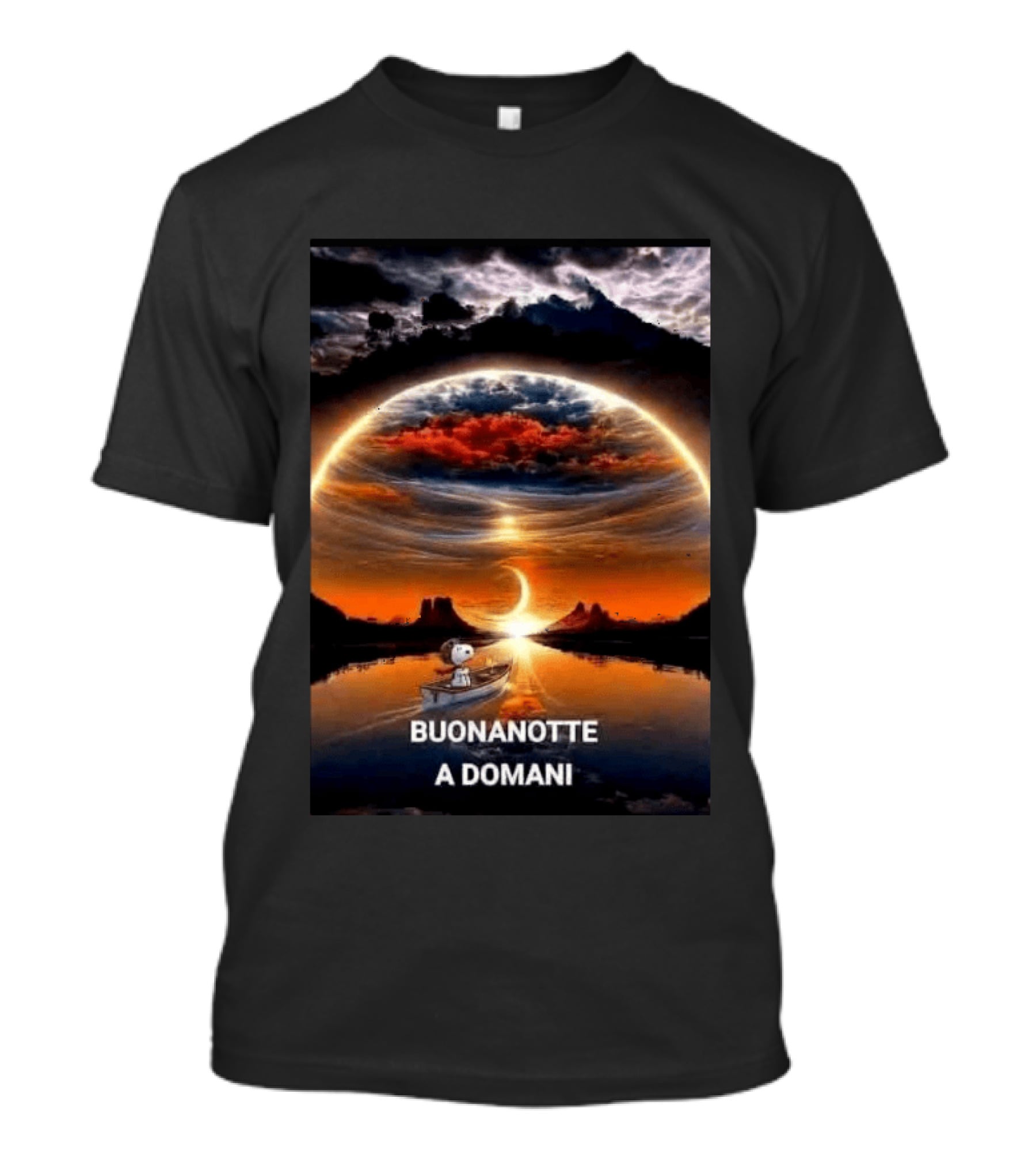 Snoopy Buonanotte A Domani Sunset Reflection T-Shirt