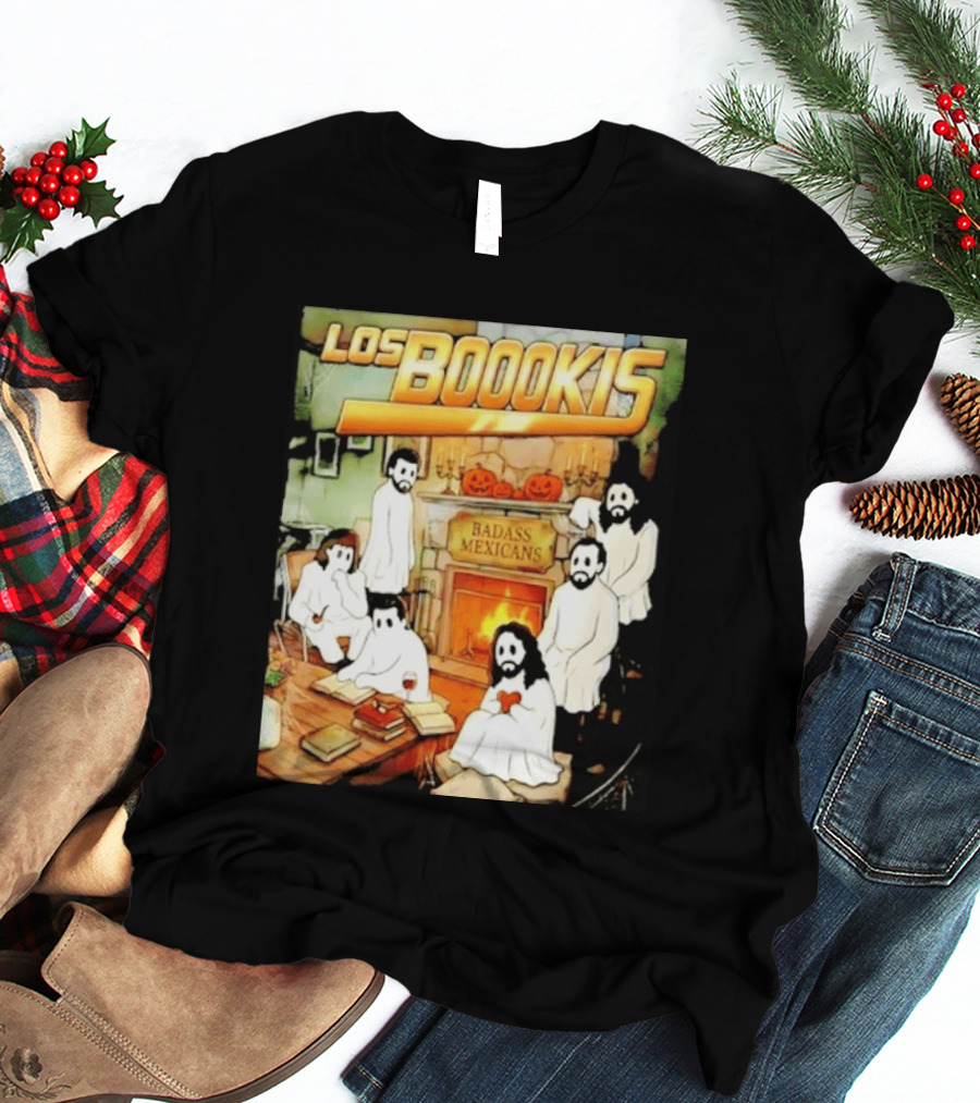 Los Boookis Badass Mexicans Marco Antonio Solis Halloween Fireplace Scene T-Shirt