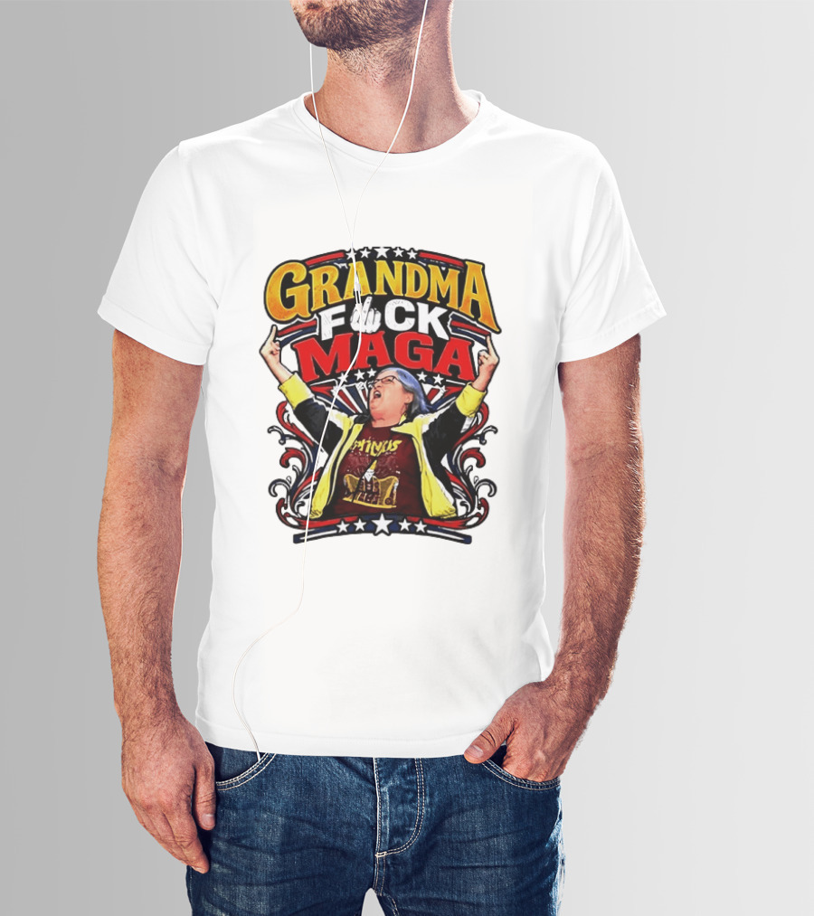 Grandma Fuck Maga Protest Middle Finger Gesture T-Shirt