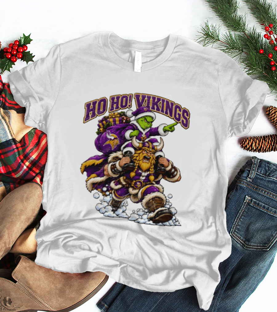 Ho Ho Vikings Grinch Christmas Minnesota Football T-Shirt