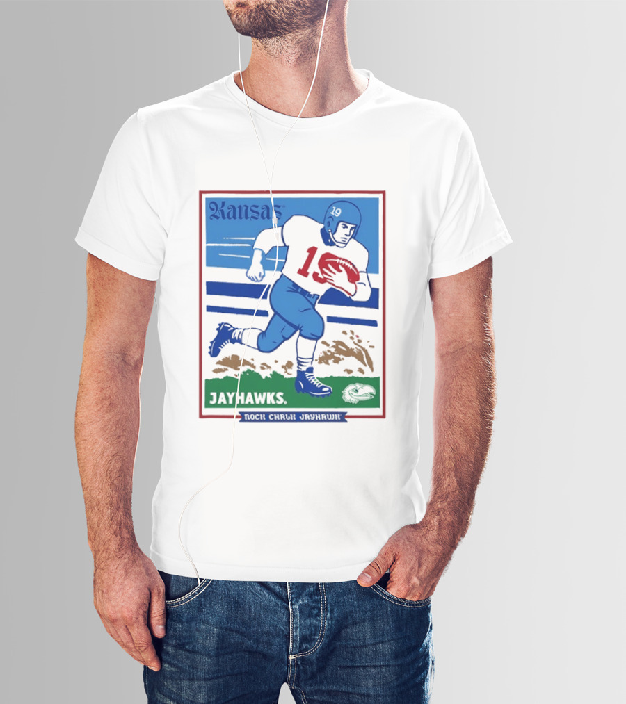 Kansas Jayhawks Rock Chalk Jayhawk Football Player 1950s T-Shirt