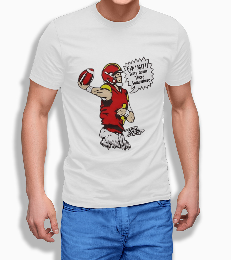 Patrick Mahomes Number 15 Kansas City Chiefs F It Terry Down There Somewhere Football Throw T-Shirt