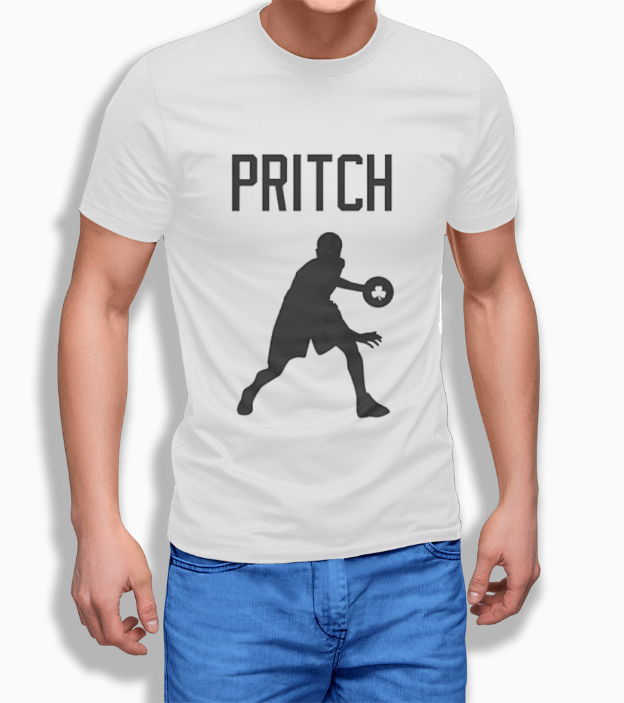 Pritch Boston Celtics Basketball Player Action Pose T-Shirt