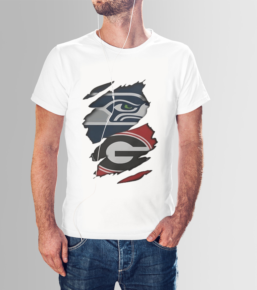 Seattle Seahawks Georgia Bulldogs Ripped T-Shirt