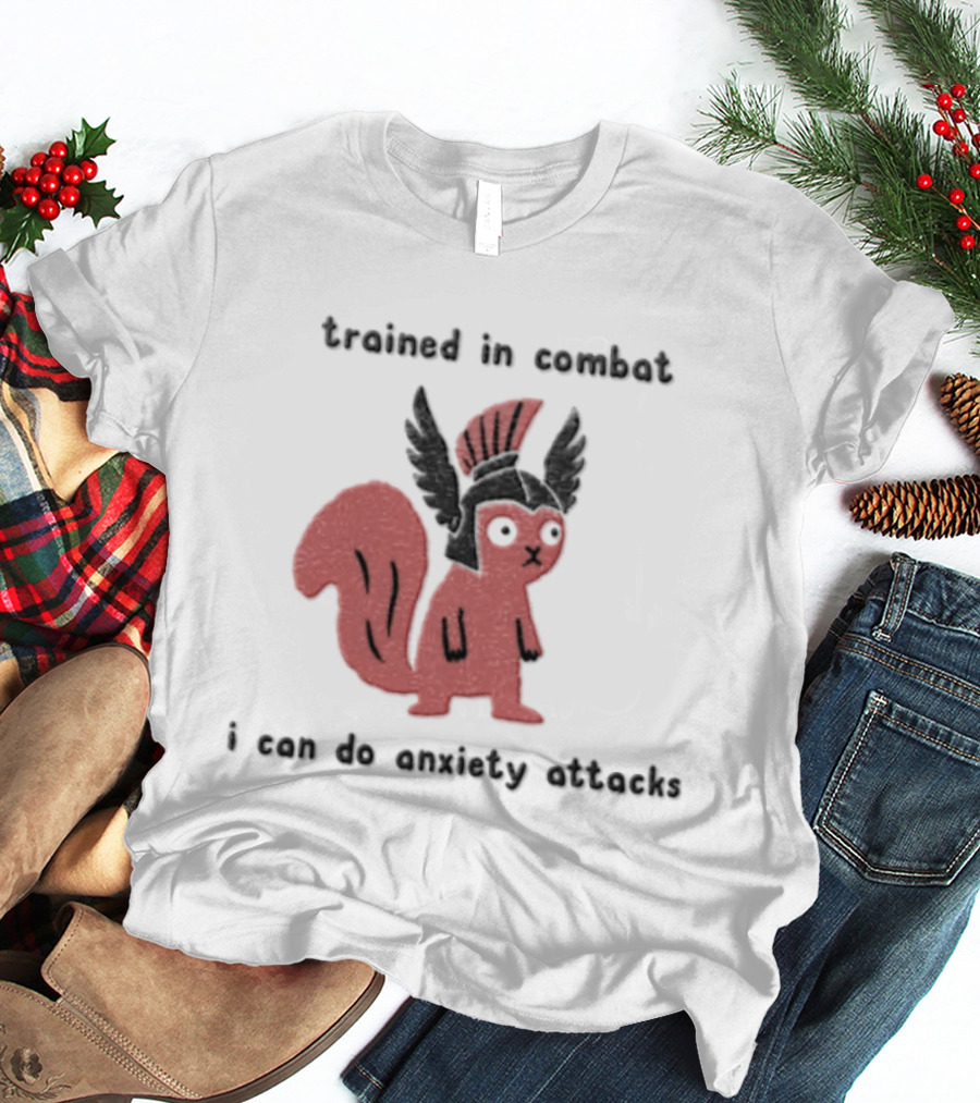 Trained In Combat Pink Squirrel Spartan Helmet Anxiety Attacks T-Shirt