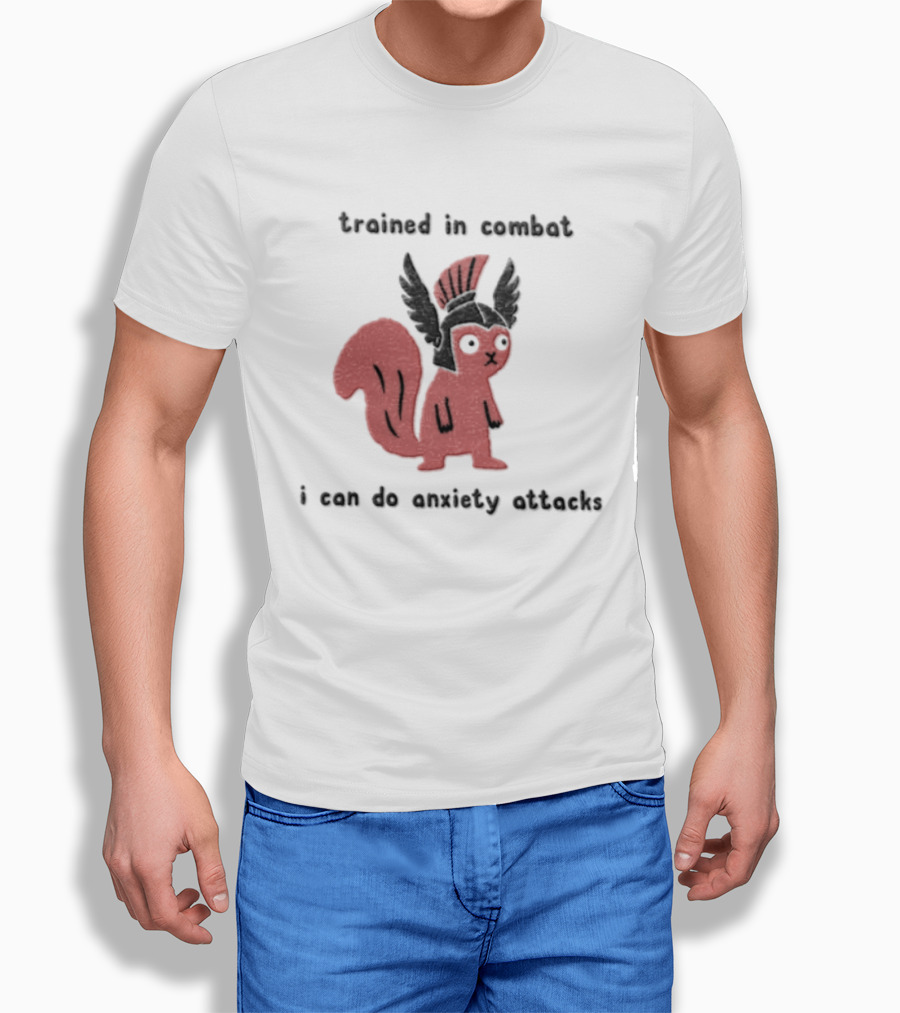 Trained In Combat Pink Squirrel Spartan Helmet Anxiety Attacks T-Shirt