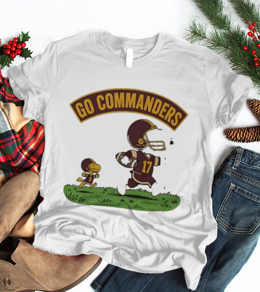 Go Commanders Snoopy Woodstock Football Number 17 Collaboration With Washington Commanders T-Shirt