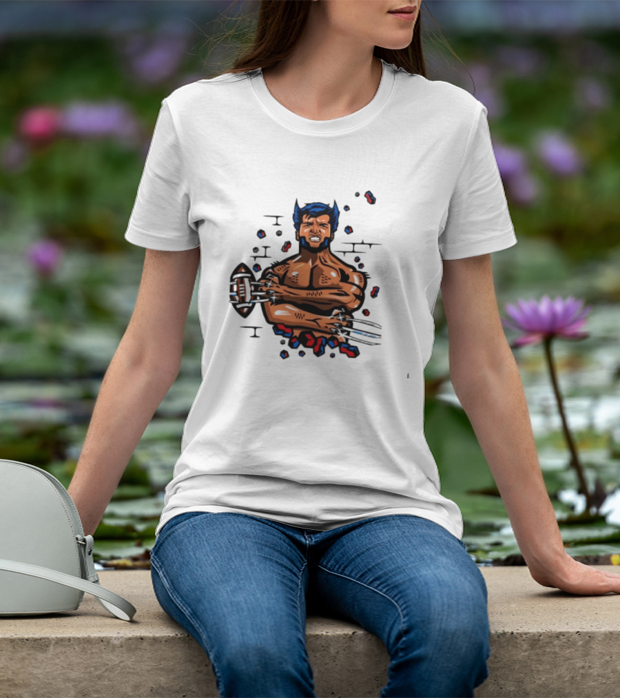 Wolverine Football Player With Adamantium Claws Holding Football T-Shirt