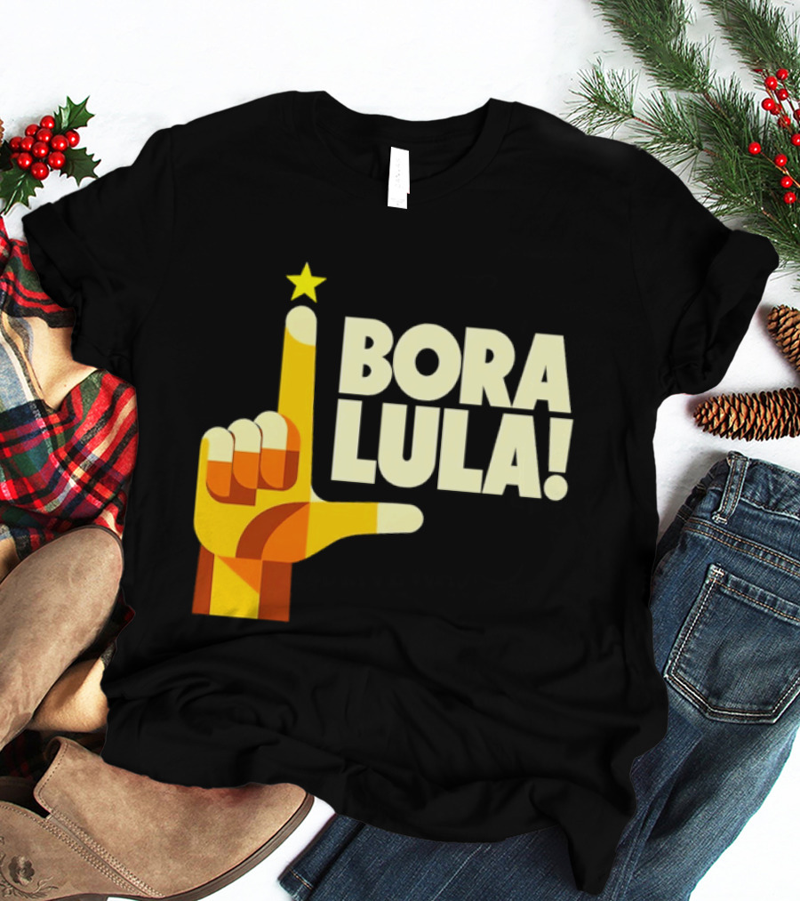 Bora Lula Political Campaign Brazil President Star Hand Gesture T-Shirt