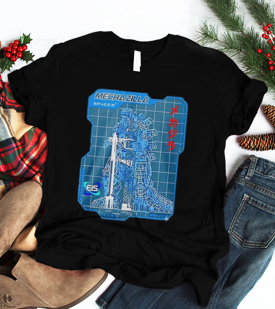 Mechazilla SpaceX Blueprint Starship Rocket Japanese Kanji Eis T-Shirt