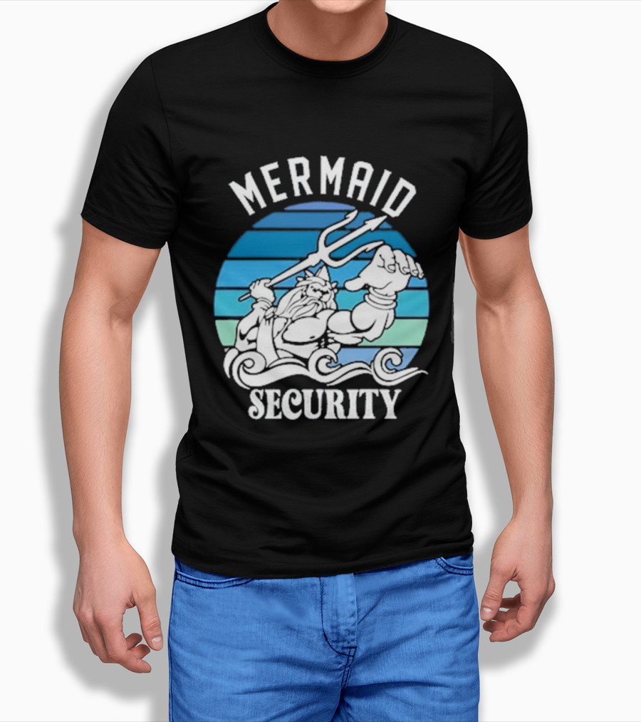 Mermaid Security Father's Day Trident Ocean Scene T-Shirt