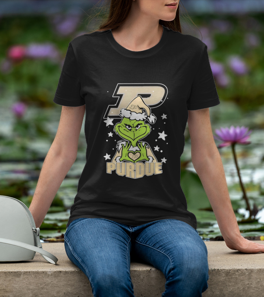 Purdue Boilermakers Christmas Grinch Heart T-Shirt