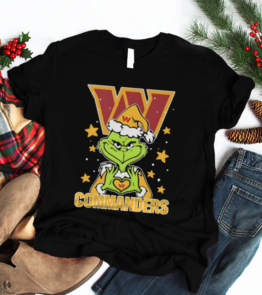 The Grinch Christmas W Commanders Football Team T-Shirt