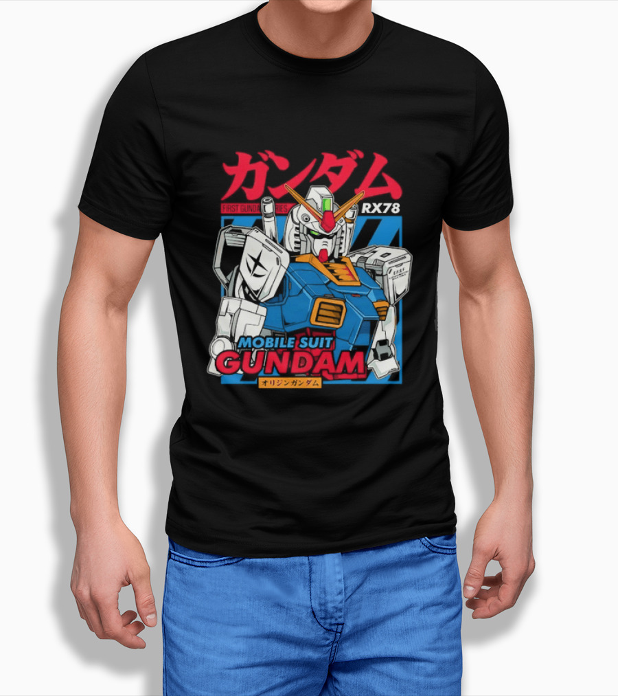 Mobile Suit Gundam RX 78 Iconic First Series Japanese Kanji T-Shirt