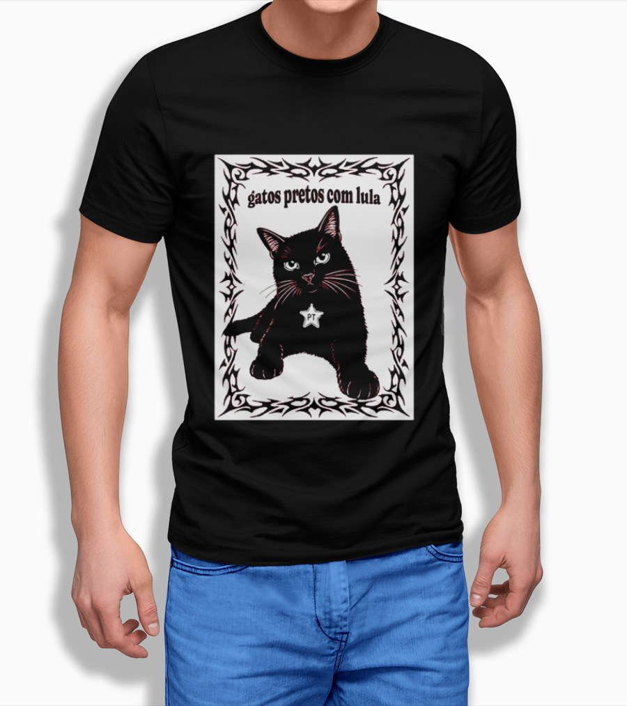 Gatos Pretos Com Lula PT Black Cat Brazil Politics T-Shirt
