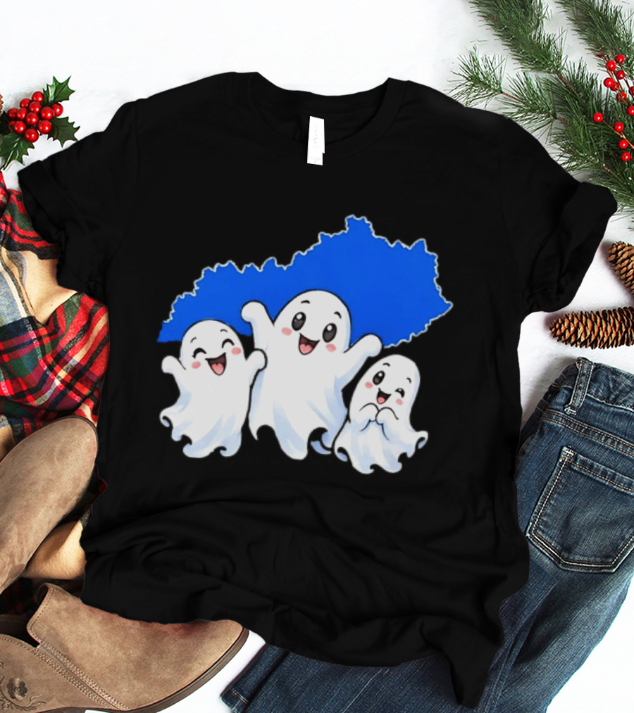 Ghosts And Kentucky State Map Halloween Fun T-Shirt