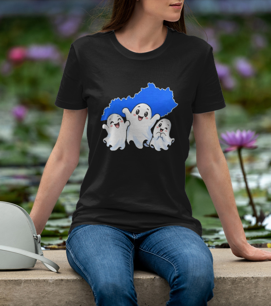 Ghosts And Kentucky State Map Halloween Fun T-Shirt