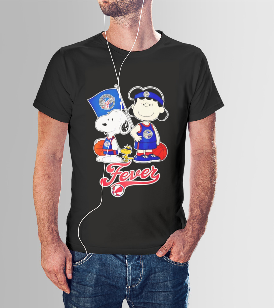 Peanuts Snoopy And Lucy Indiana Fever Basketball Team Fan Characters T-Shirt