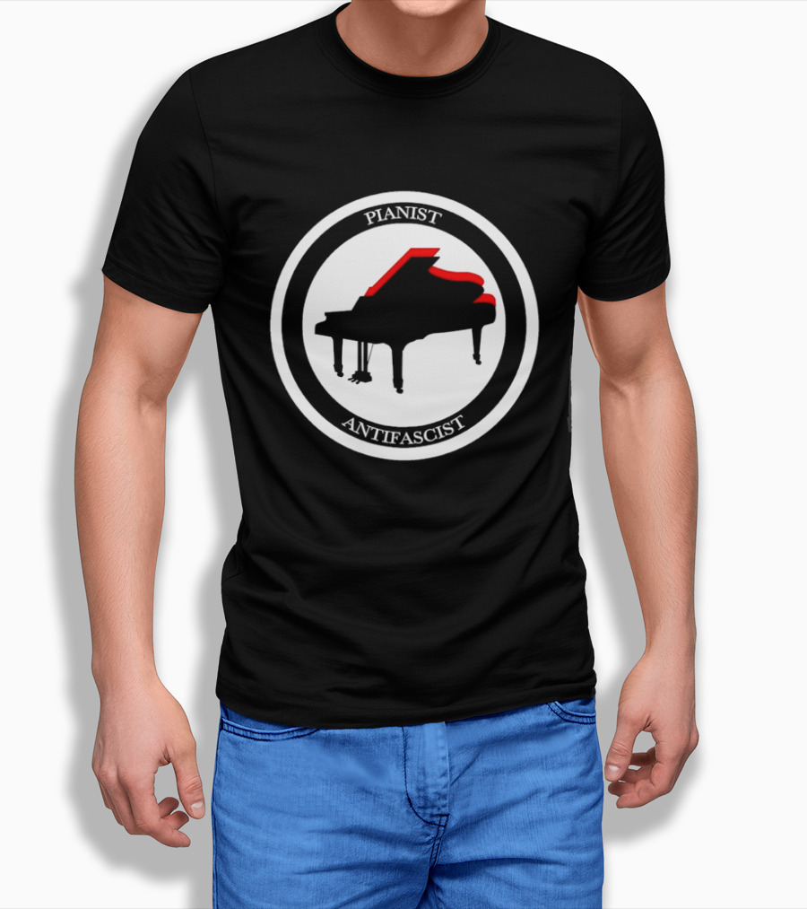 Pianist Antifascist Grand Piano Music T-Shirt