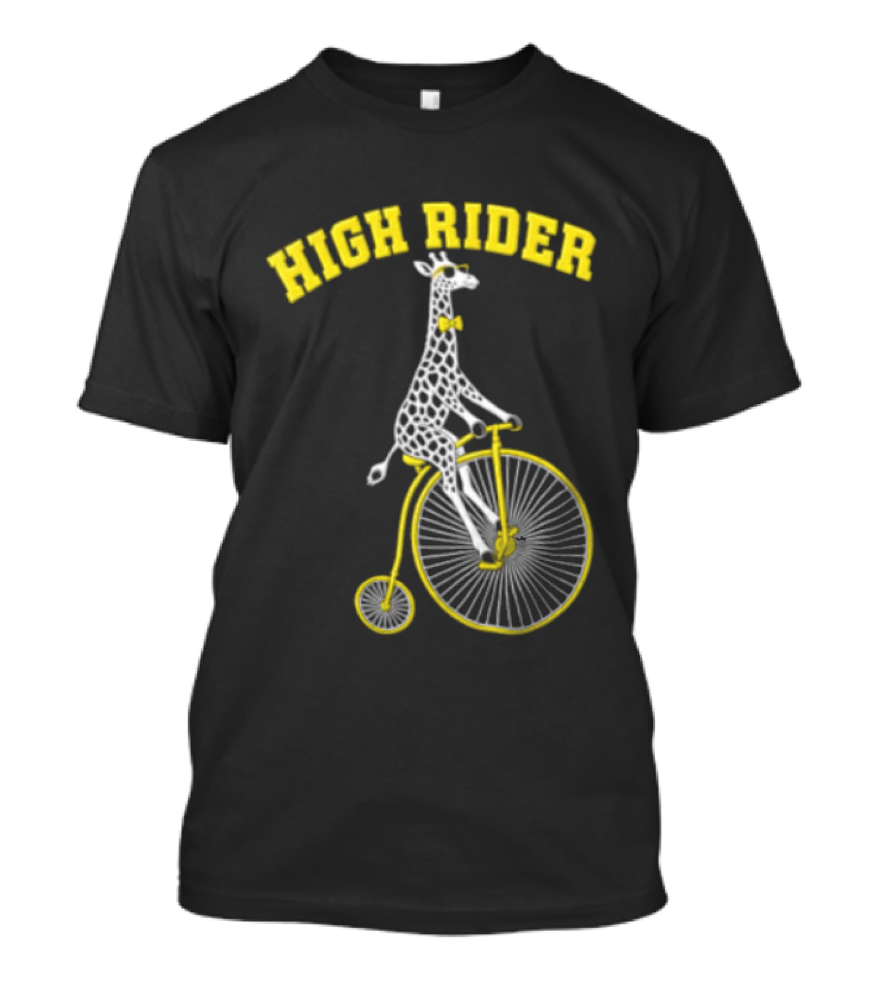 High Rider Giraffe On Bicycle Wearing Bowtie T-Shirt