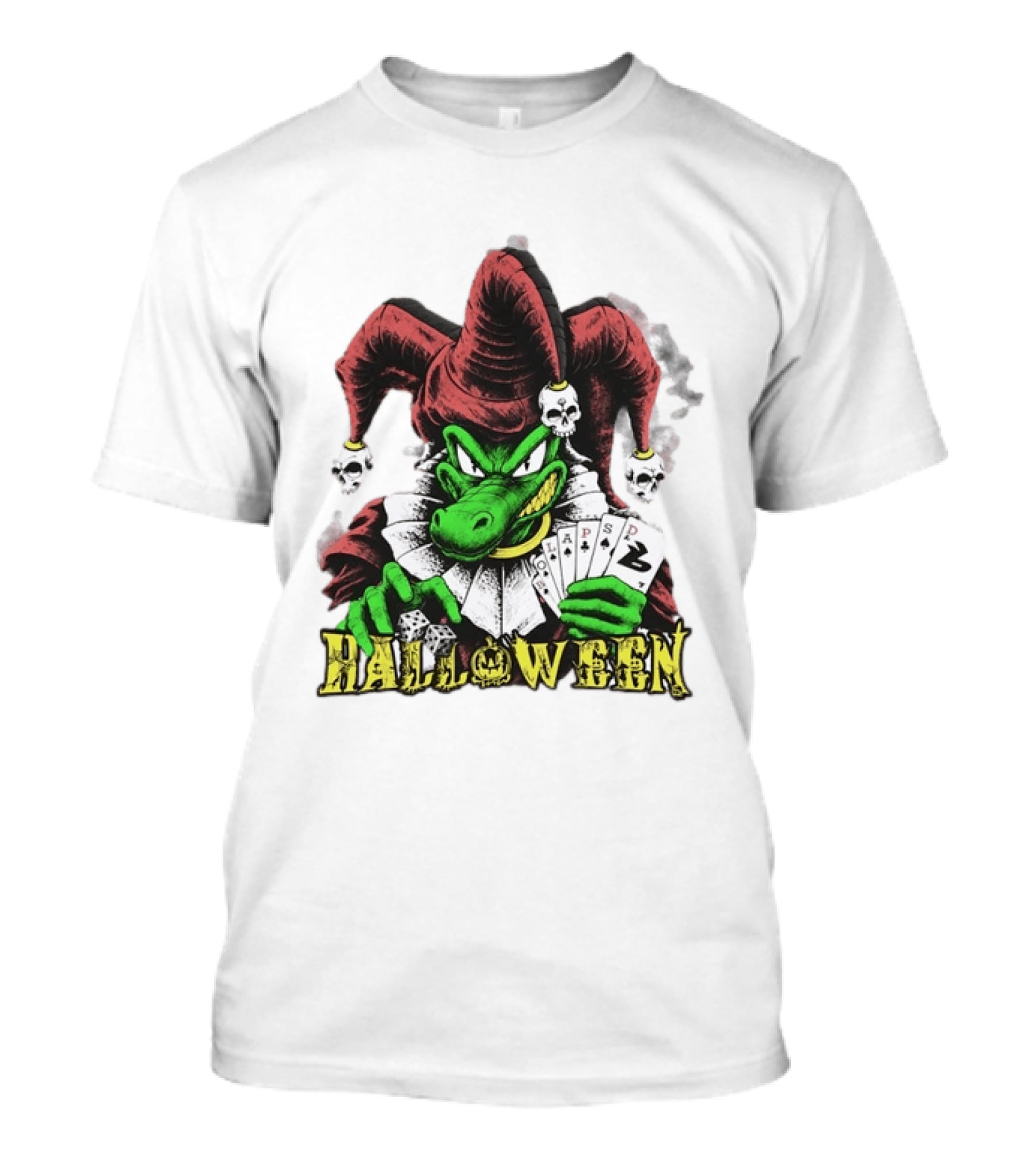 Halloween Joker Crocodile Dice Playing Cards Skulls T-Shirt
