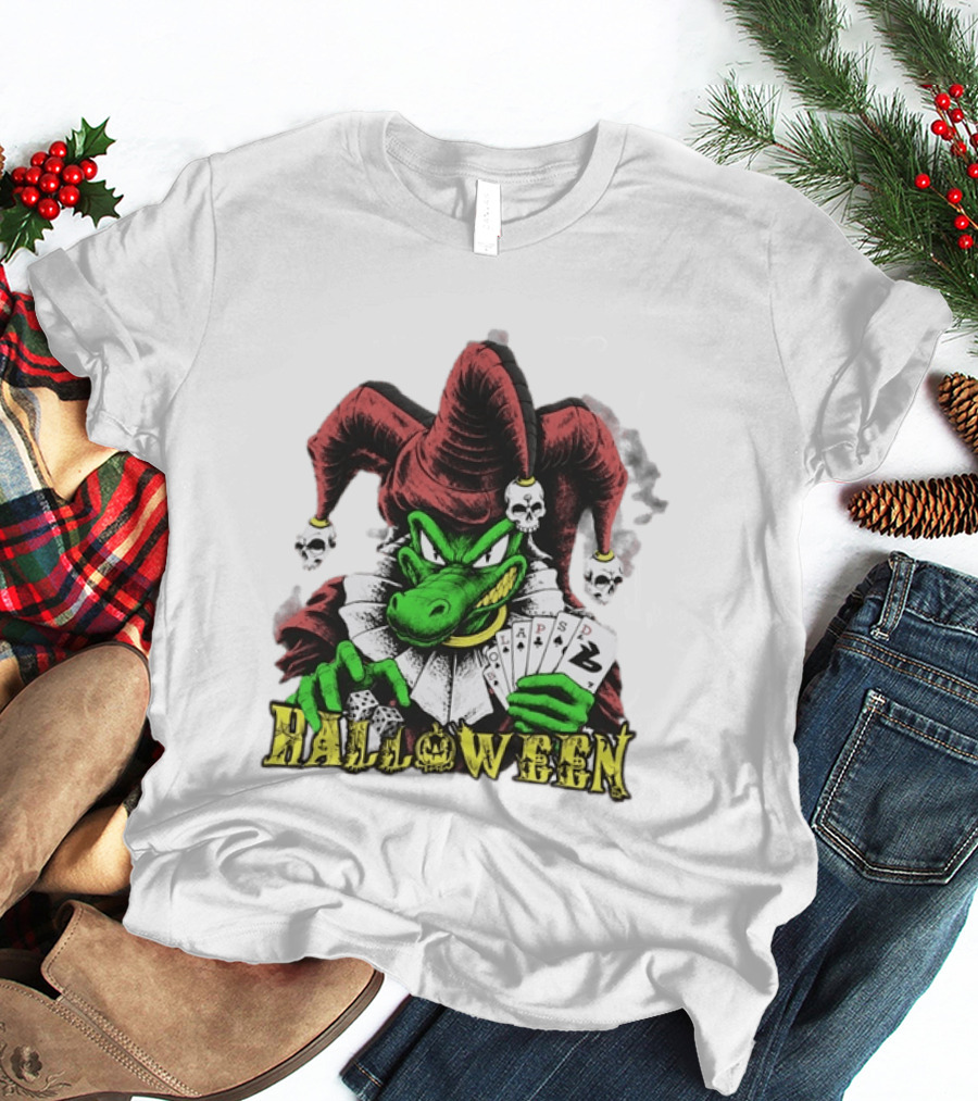 Halloween Joker Crocodile Dice Playing Cards Skulls T-Shirt
