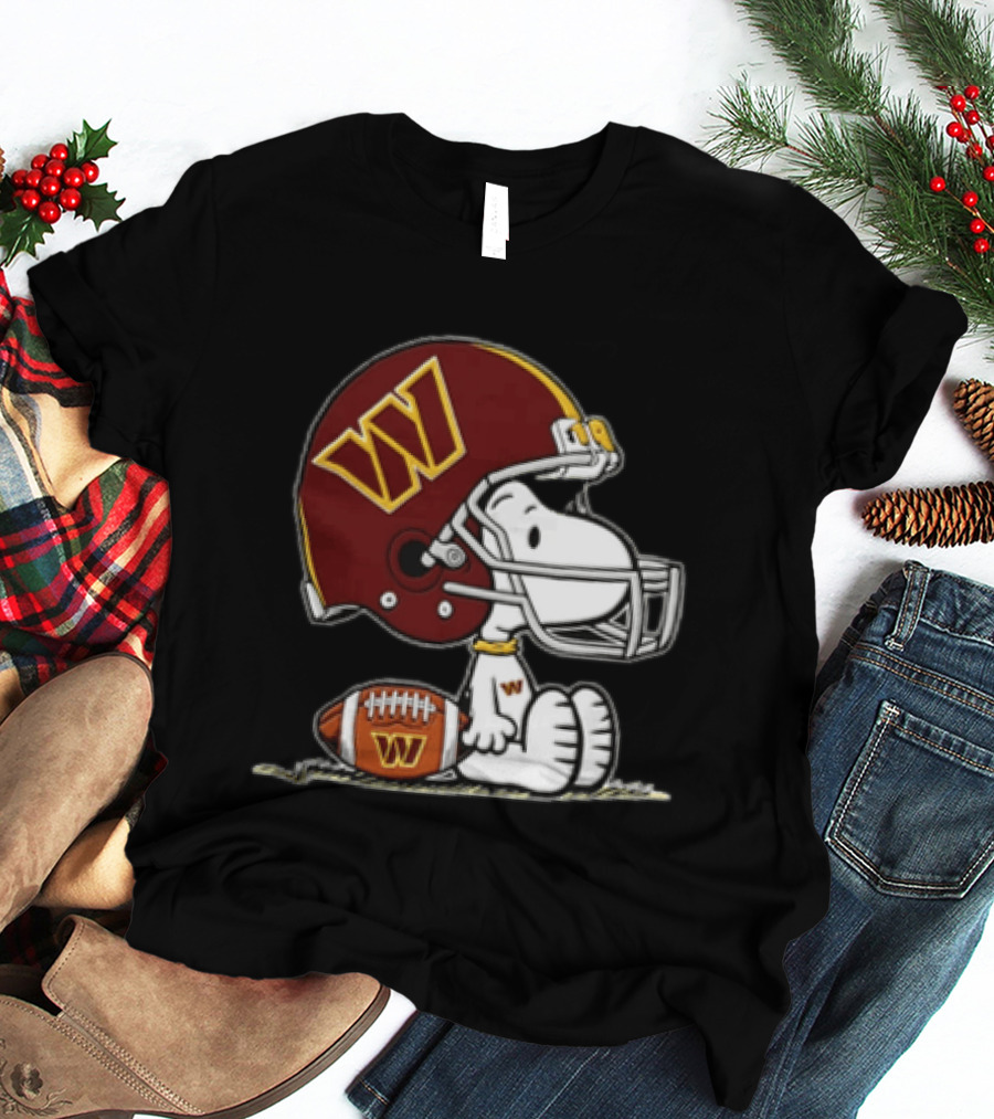 Snoopy Washington Commanders Football Helmet Cartoon Dog T-Shirt