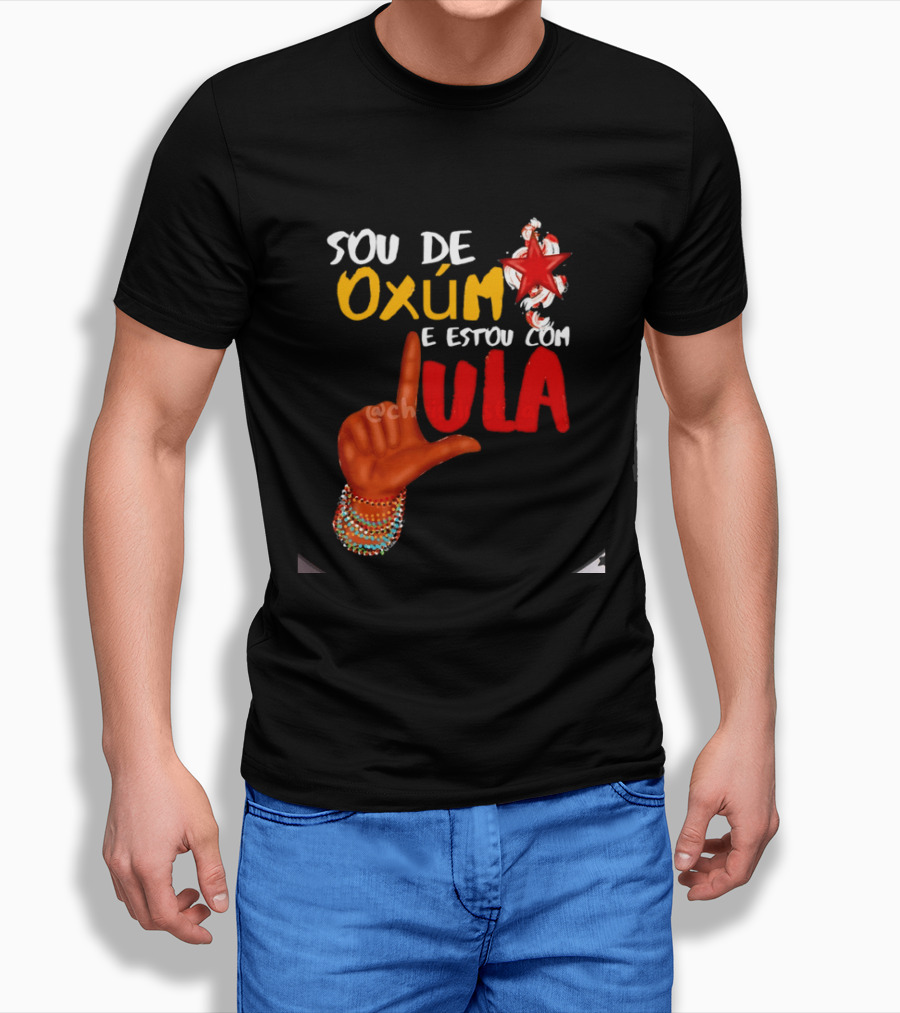 Sou De Oxúm E Estou Com Lula Oxum Brasil Beaded Hand Red Star T-Shirt