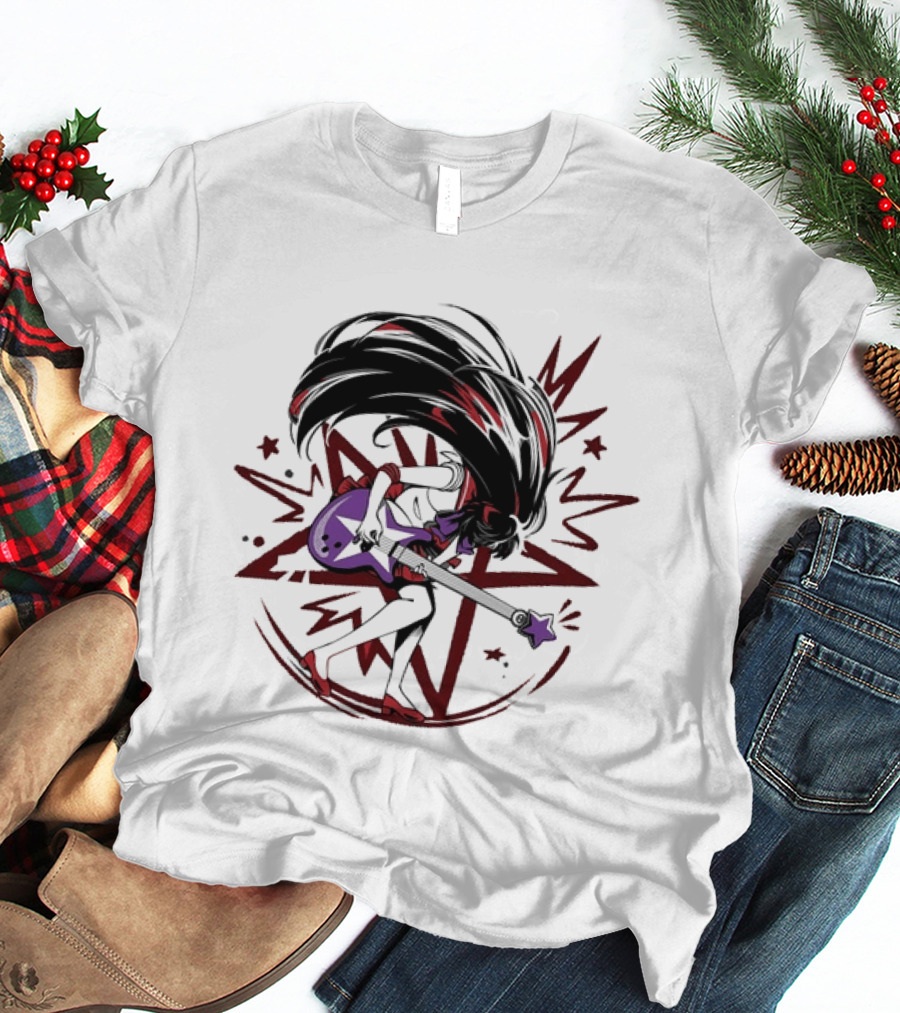 Sailor Mars Rei Hino Rocking Electric Guitar With Cosmic Energy Burst T-Shirt
