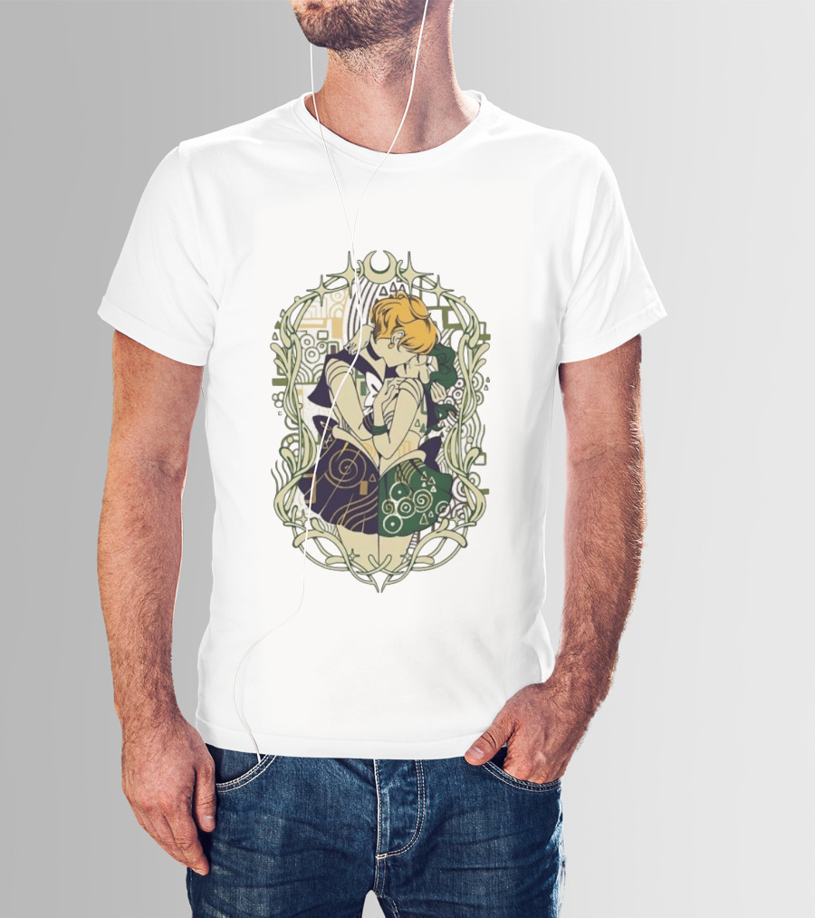 Sailor Uranus And Sailor Neptune Art Nouveau Romantic Embrace T-Shirt