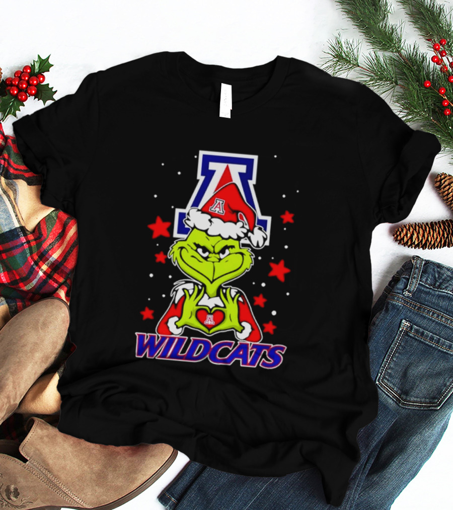 Arizona Wildcats Christmas Grinch NCAA Fan Gear T-Shirt