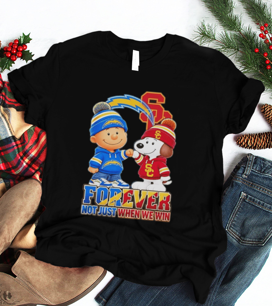 Charlie Brown Snoopy Los Angeles Chargers USC Trojans Forever Not Just When We Win T-Shirt