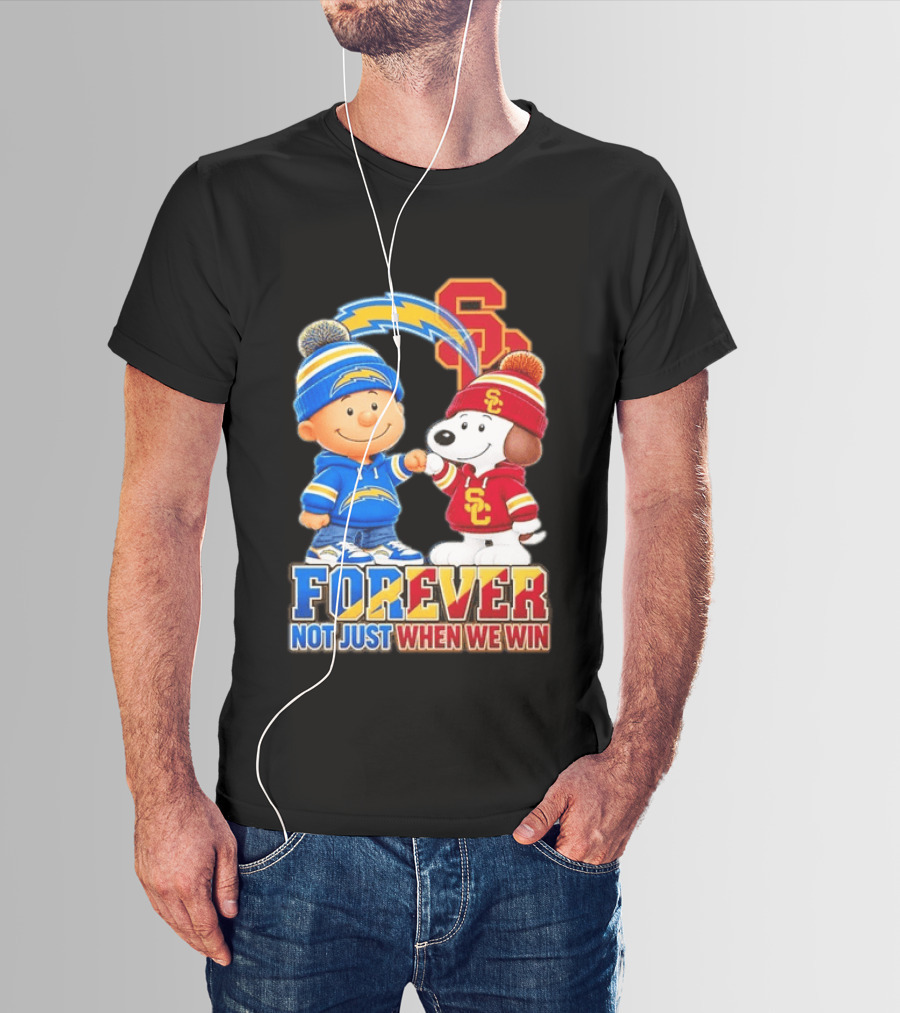 Charlie Brown Snoopy Los Angeles Chargers USC Trojans Forever Not Just When We Win T-Shirt