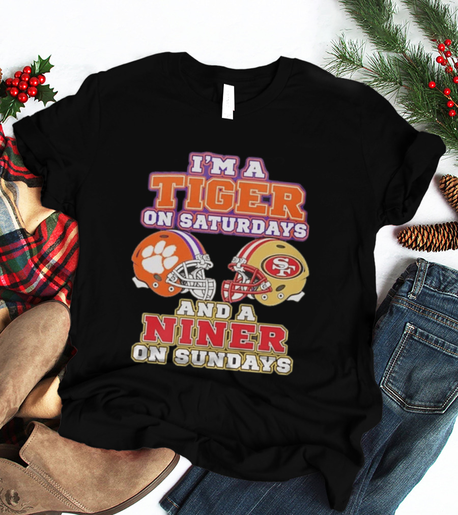Clemson Tigers On Saturdays Niner On Sundays Football Collaboration T-Shirt