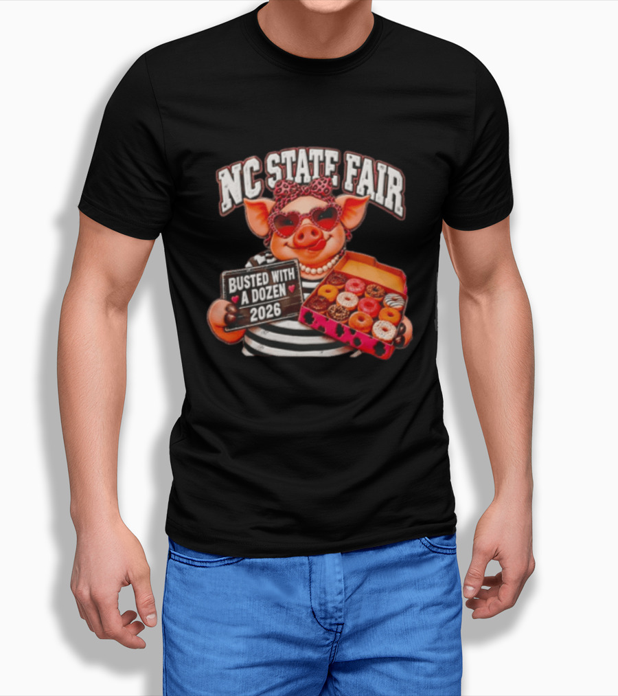 NC State Fair Busted With A Dozen 2026 Pig Leopard Headband Sunglasses T-Shirt