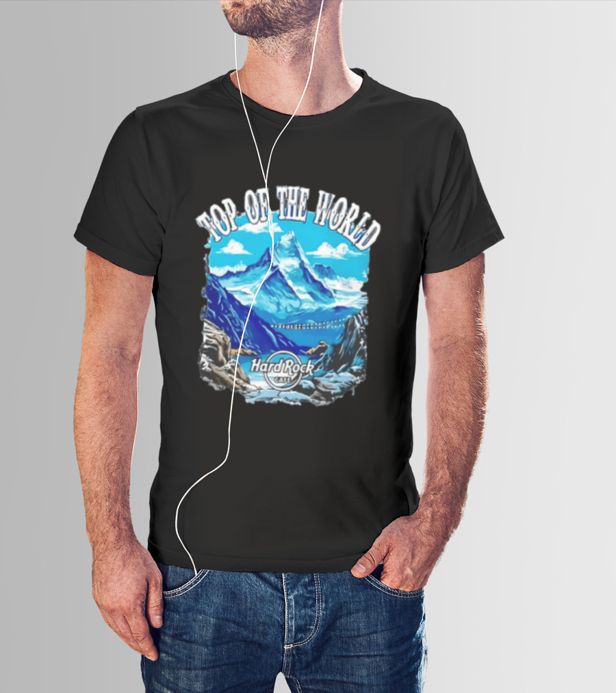 Top Of The World Hard Rock Cafe Snowy Mountain Peak Blue Sky T-Shirt