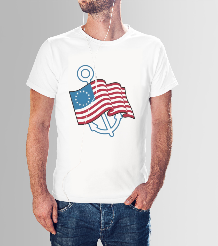 Betsy Ross Flag Nautical Anchor Patriotic T-Shirt