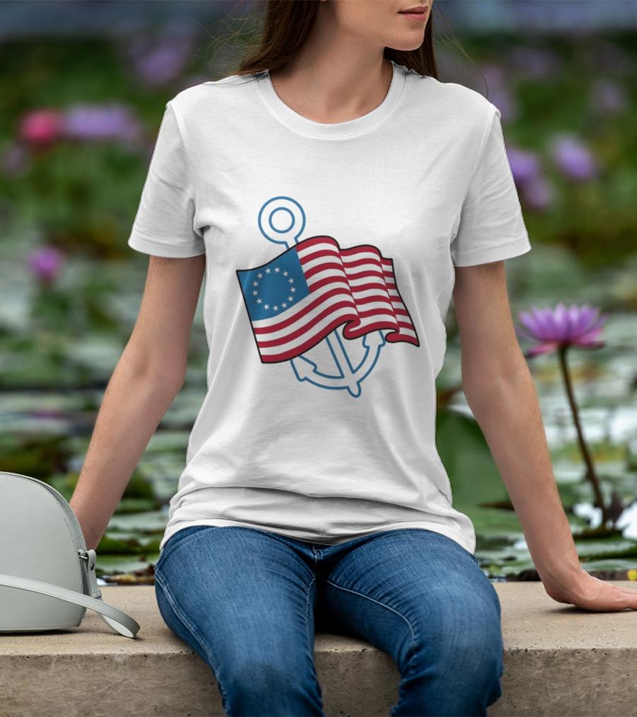 Betsy Ross Flag Nautical Anchor Patriotic T-Shirt