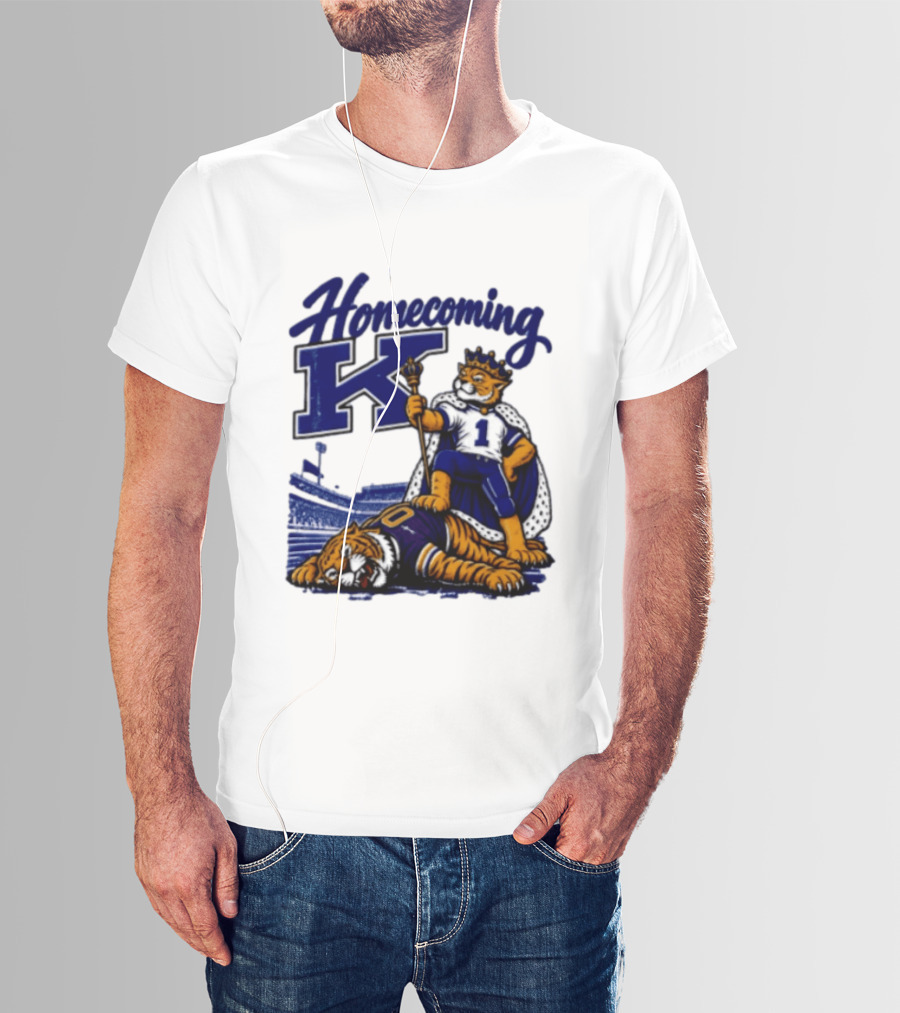 Homecoming K Wildcat King Stands Over Defeated Tiger Stadium Scene T-Shirt