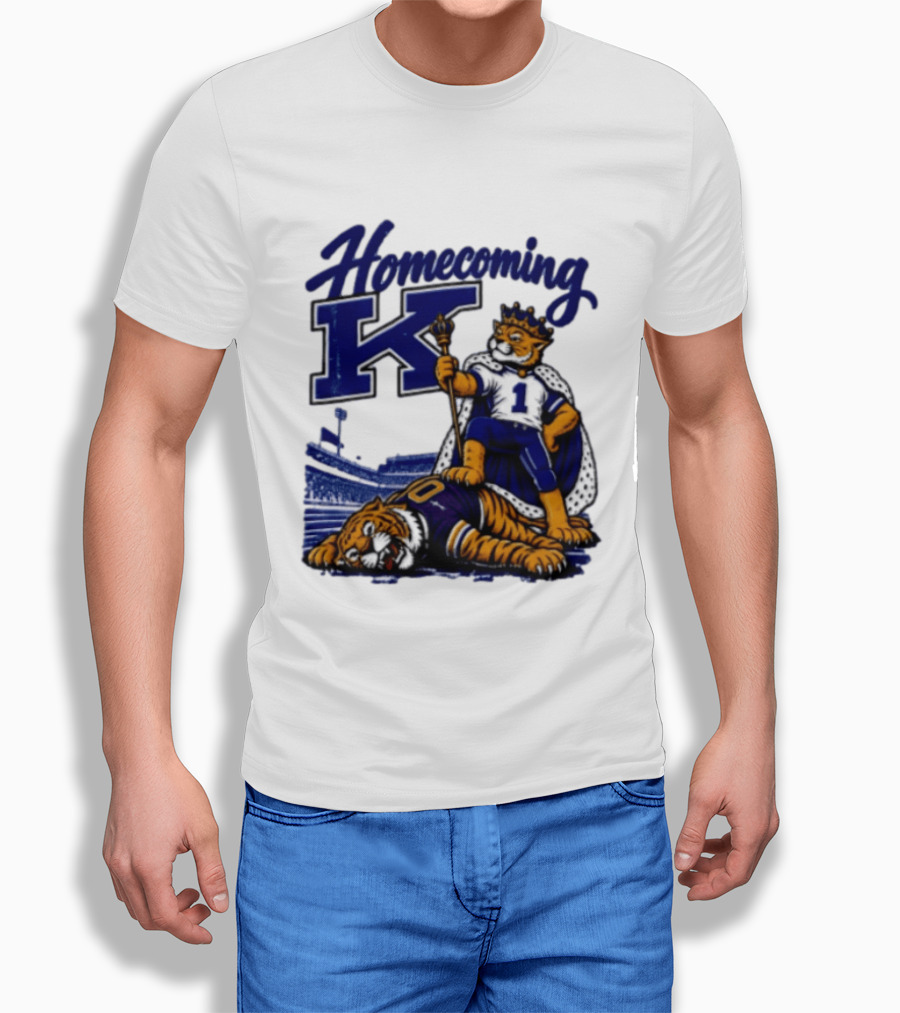 Homecoming K Wildcat King Stands Over Defeated Tiger Stadium Scene T-Shirt