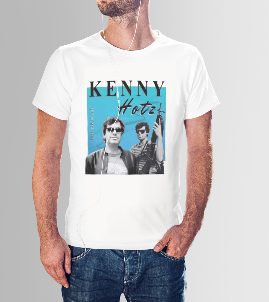 Kenny Hotz First Man To Exist Black And White Sunglasses Gun Image T-Shirt